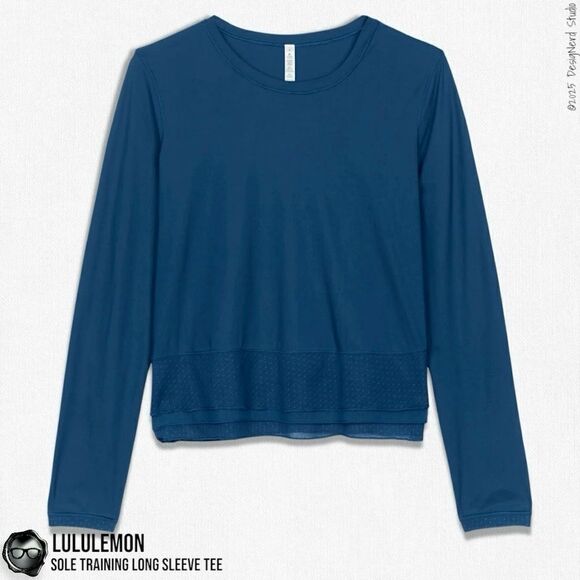 LULULEMON SOLE TRAINING LONG SLEEVE SHIRT IN POSEIDON TEAL SIZE 8 UV PROTECTION